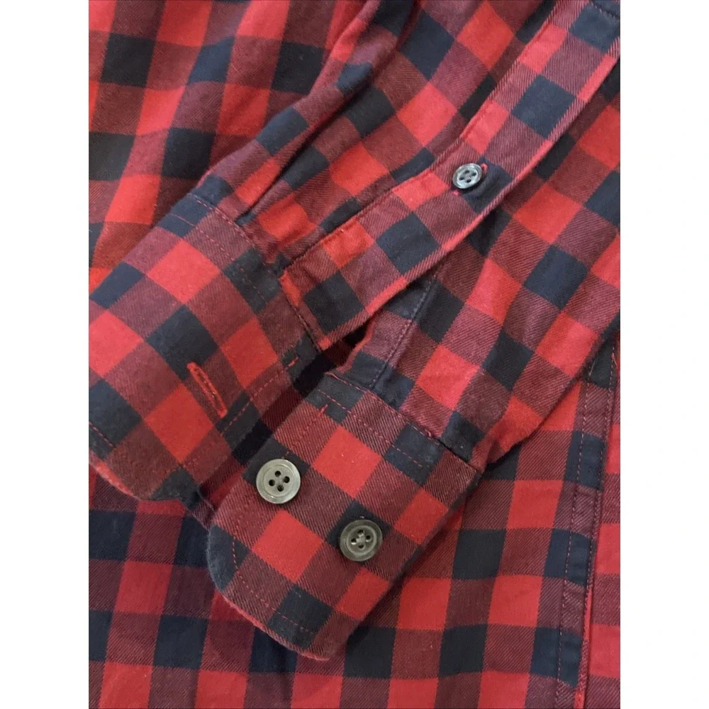 Banana Republic Mens M Plaid Red Black Cotton Button Down Long Sleeve Shirt